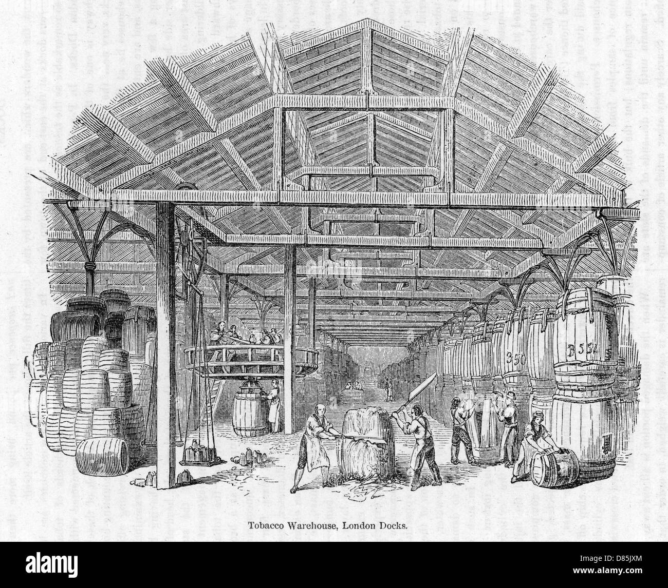 Entrepôt de tabac à London Docks 1841 Banque D'Images