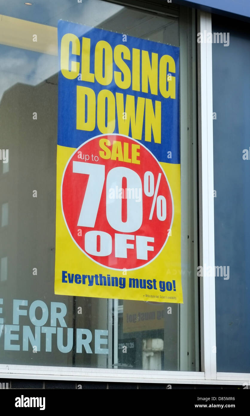 70 % de remise fermeture sale sign Banque D'Images