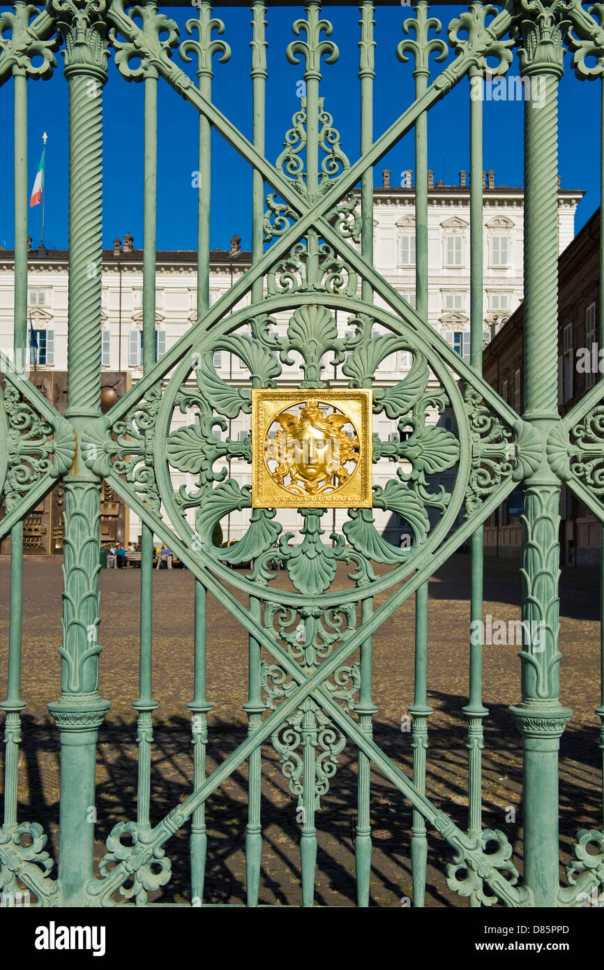 L'Italie, Piémont, Turin, Palais Royal gate Banque D'Images