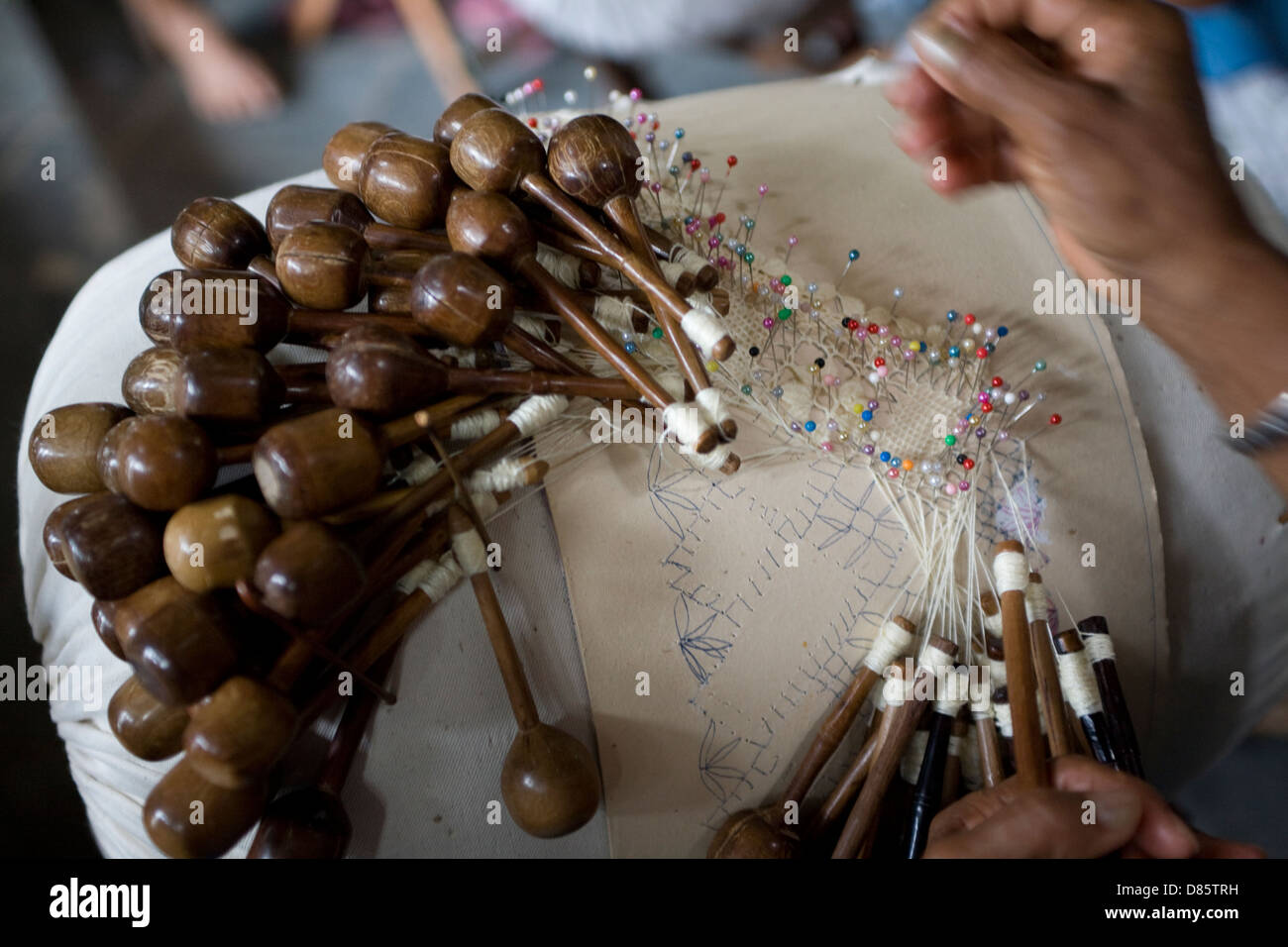Détail de la dentelle ( renda de bilros ), les traditions culturelles de dentelle au nord-est du Brésil Banque D'Images