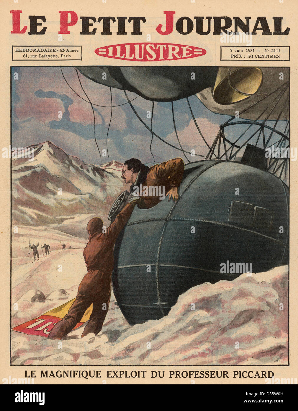 Auguste Piccard Hot Air Balloon tentative de record d'altitude Banque D'Images
