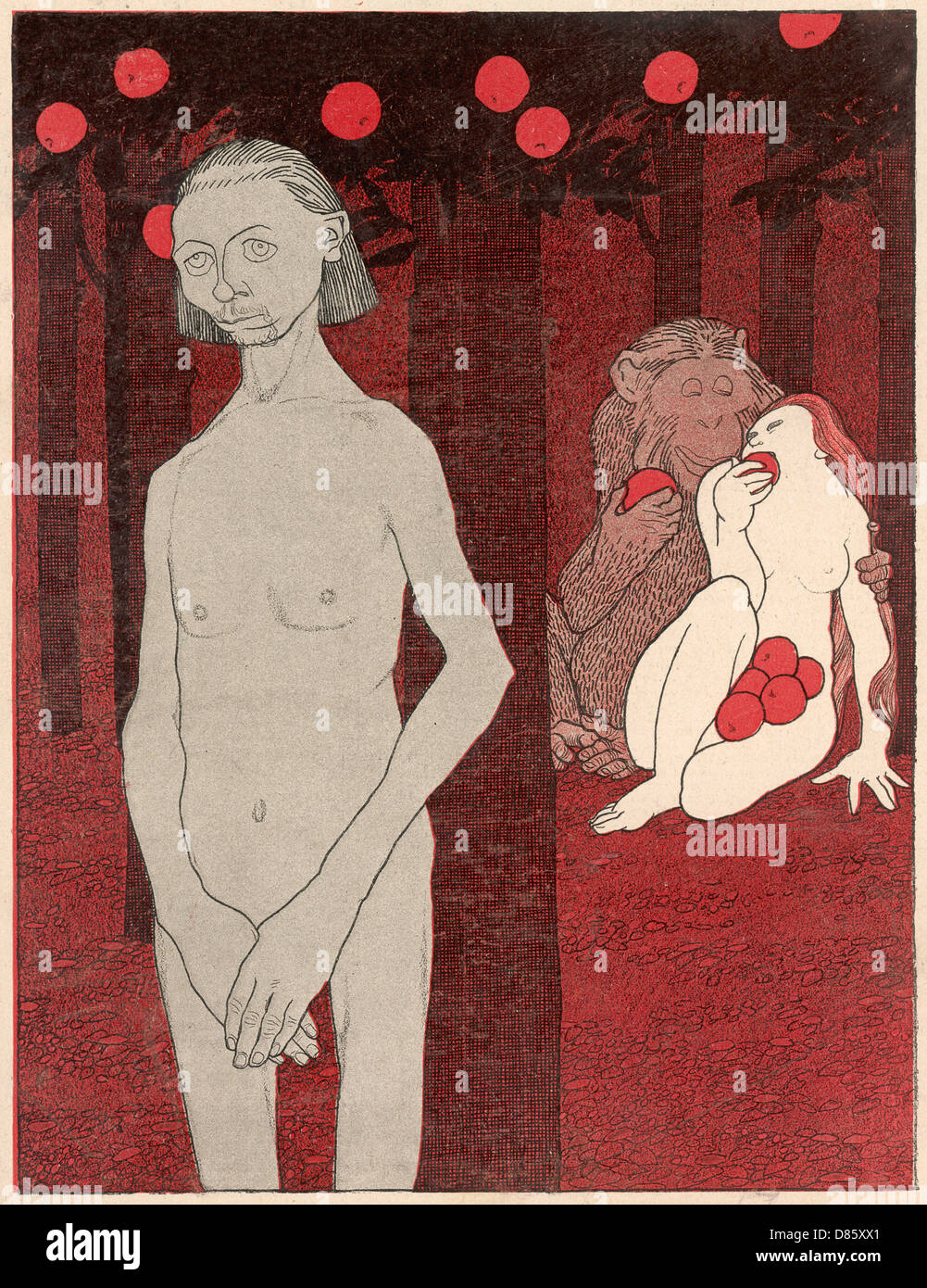 Adam et Eve, jardin d'Eden Banque D'Images