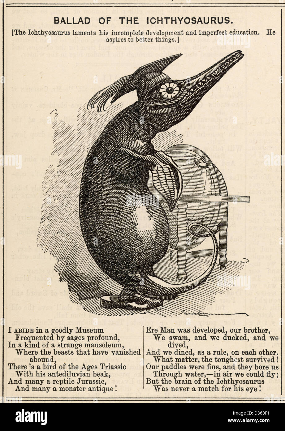Caricature, ballade de l'Ichthyosaurus Banque D'Images