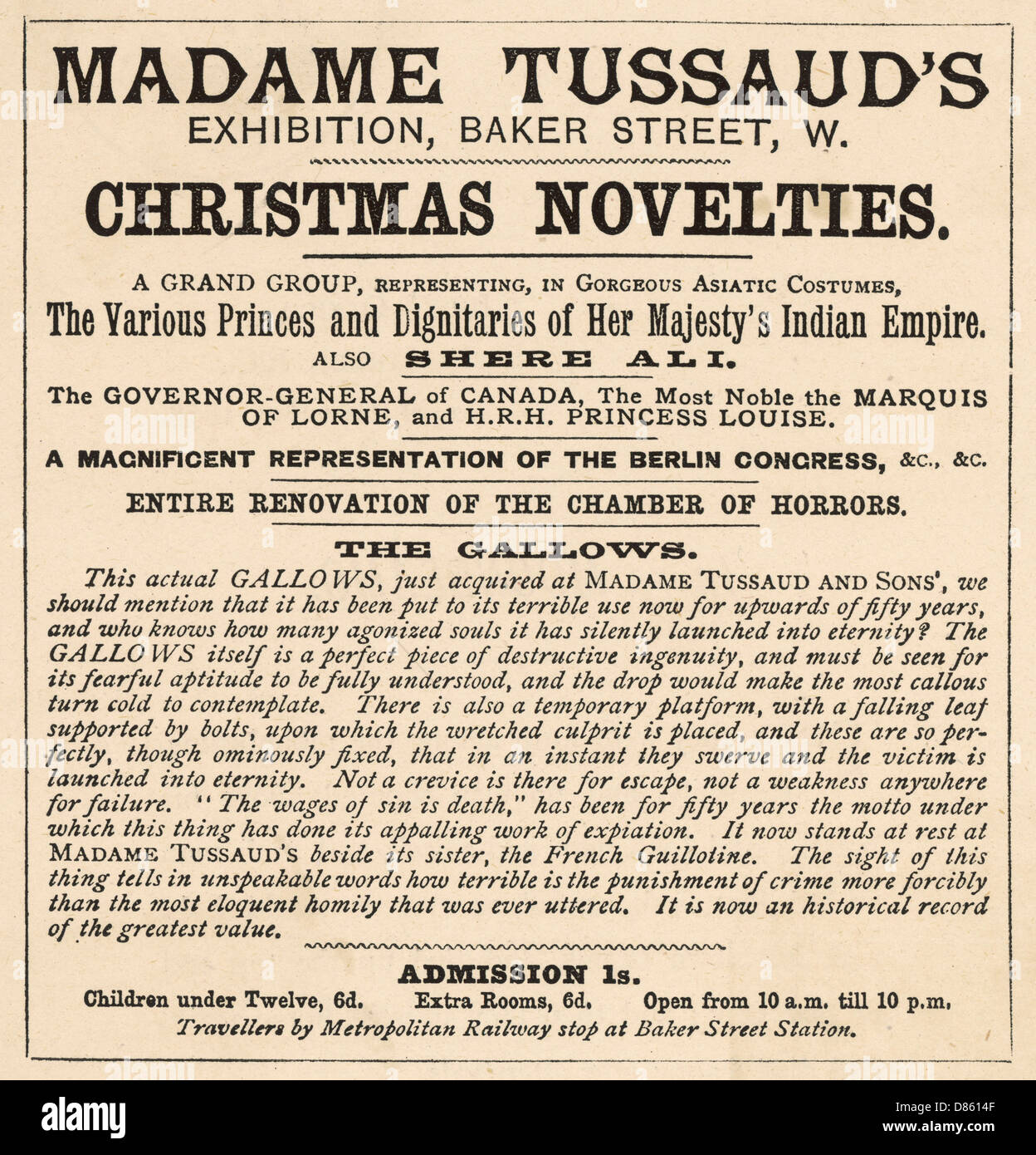 Avis d'exposition pour Madame Tussaud, Londres Banque D'Images