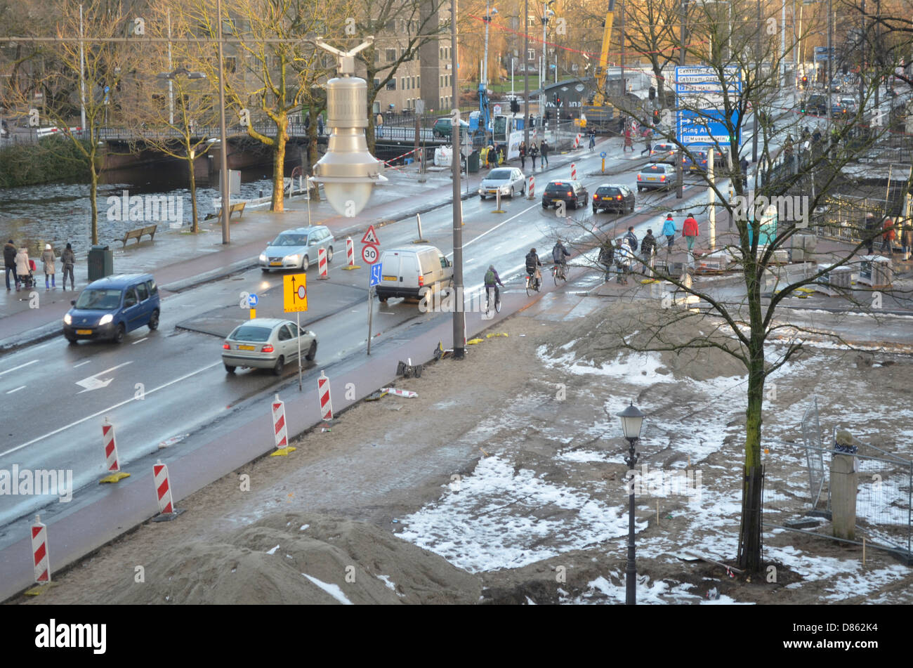 La neige de la rue d'Amsterdam Banque D'Images