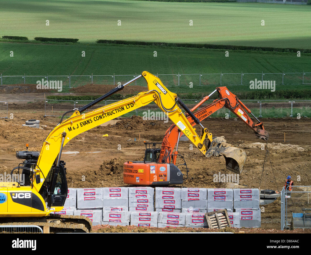 Terrassement lourd la préparation de l'espace rural pour la construction de logements, Grantham, Lincs Banque D'Images