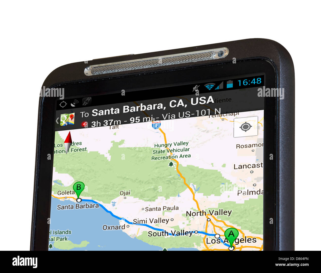 Google Maps sur un smartphone HTC, USA Banque D'Images