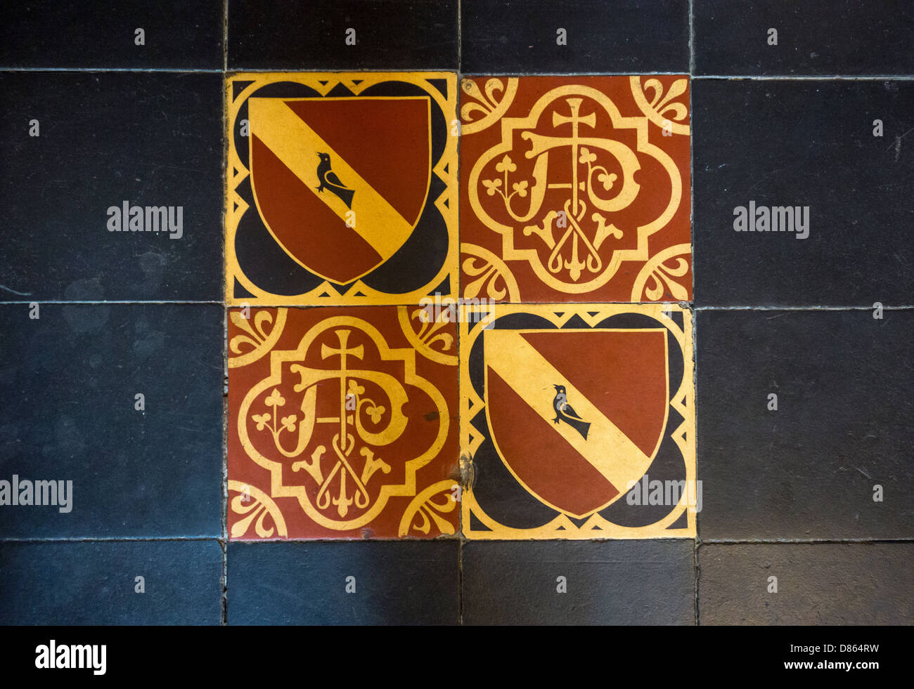 Carreau de sol dans le couloir de la maison de l'Augustas Pugin Grange Ramsgate Kent. Un monument bien de fiducie Banque D'Images