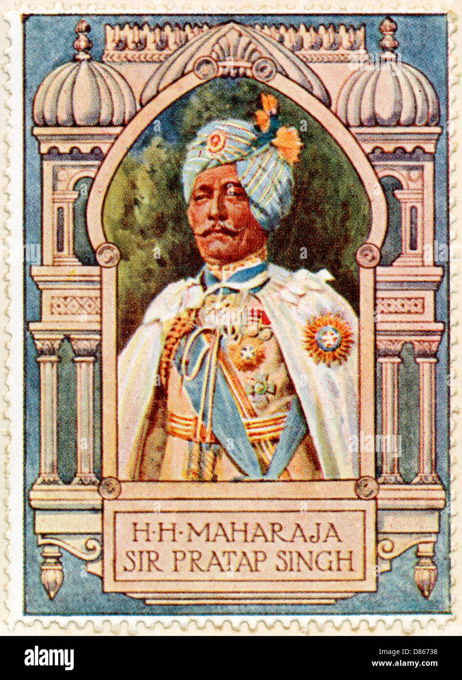 H. H. Maharaja Sir Pratap Singh / Timbre Banque D'Images