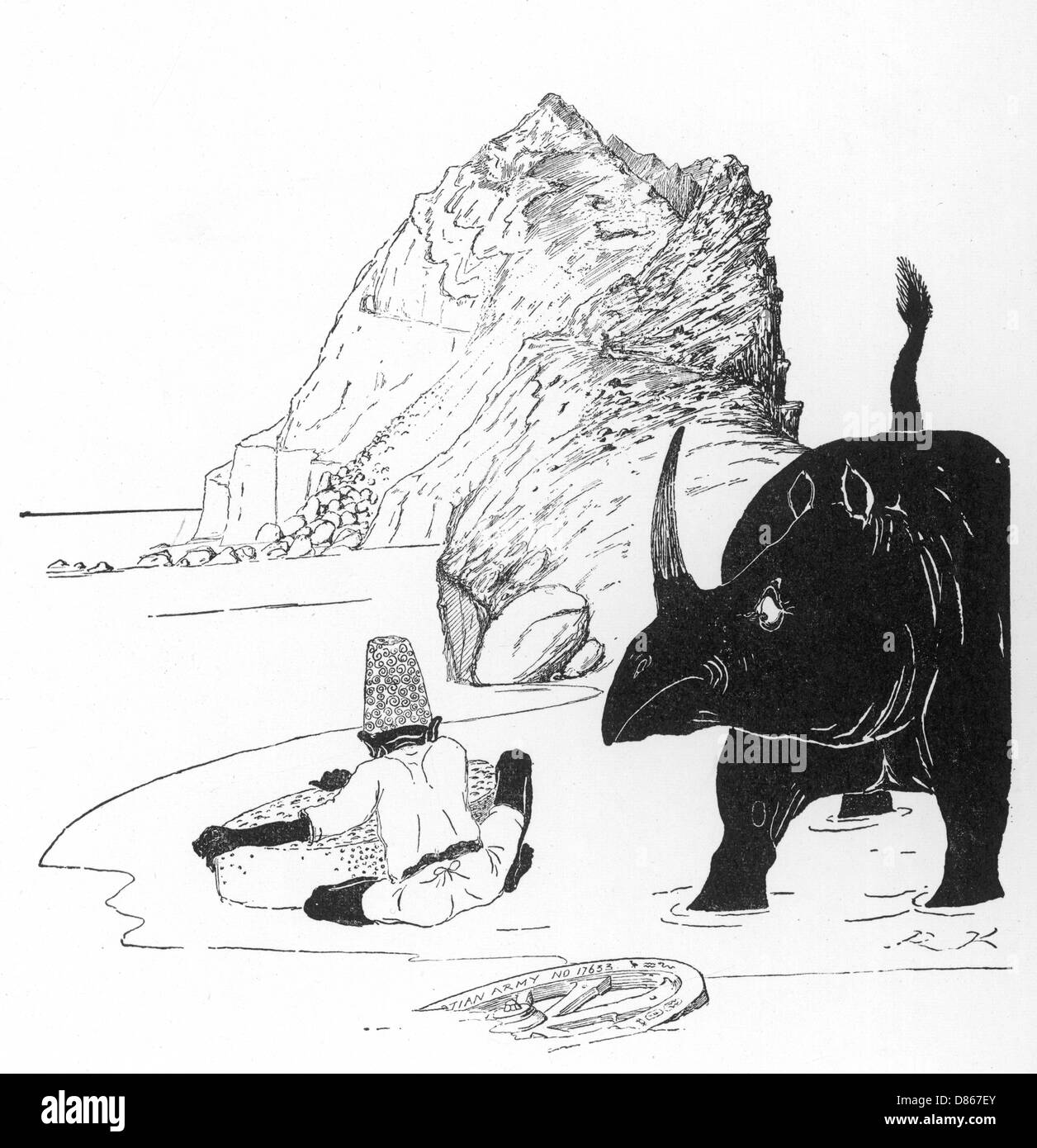 Comment le rhinocéros a obtenu sa peau Banque D'Images Comment le rhinocéros a obtenu sa peau Banque D'Images