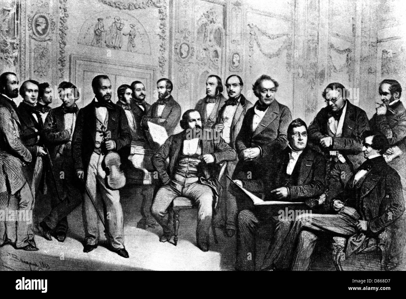 Rassemblement musical de compositeurs et de musiciens,1853 Banque D'Images