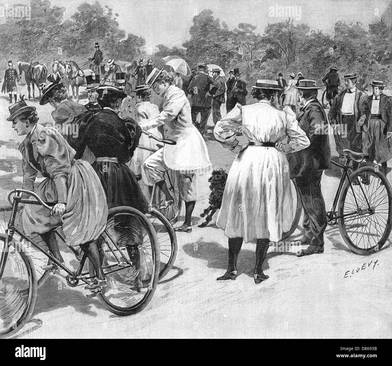 Vélo dans le Bois de Boulogne 1894 Banque D'Images