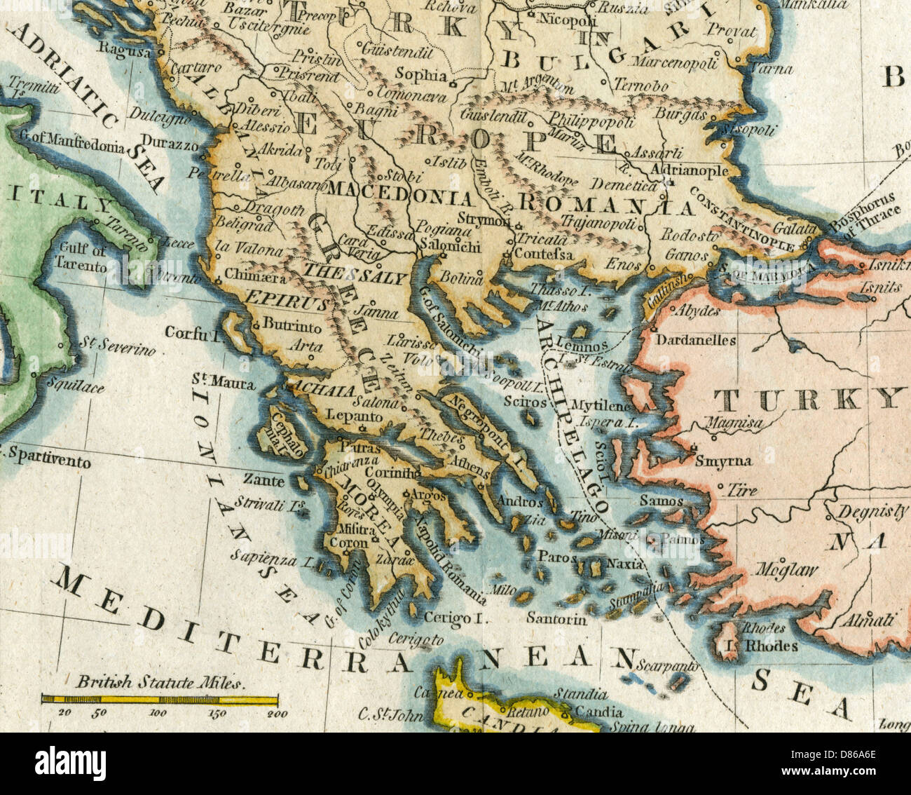 Carte de la Grèce, 1792 Banque D'Images