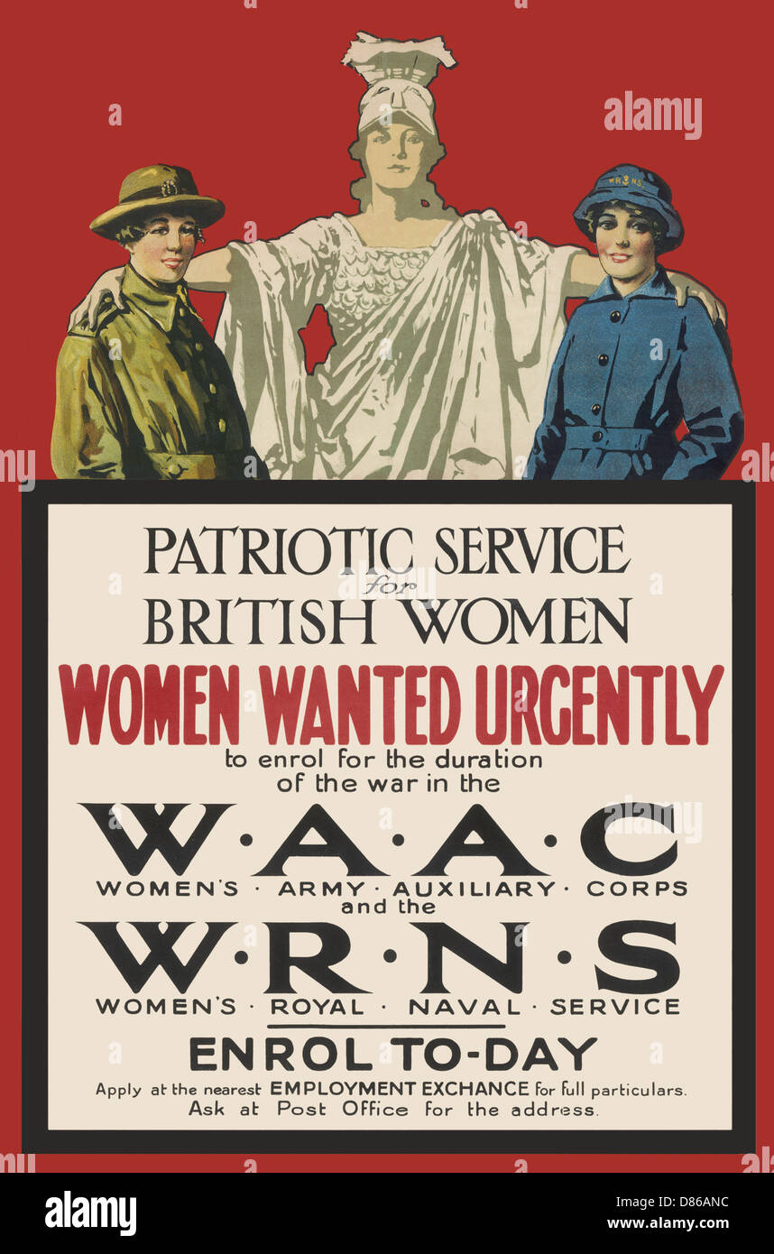 Affiche de recrutement pour le WAAC et Wrns Banque D'Images