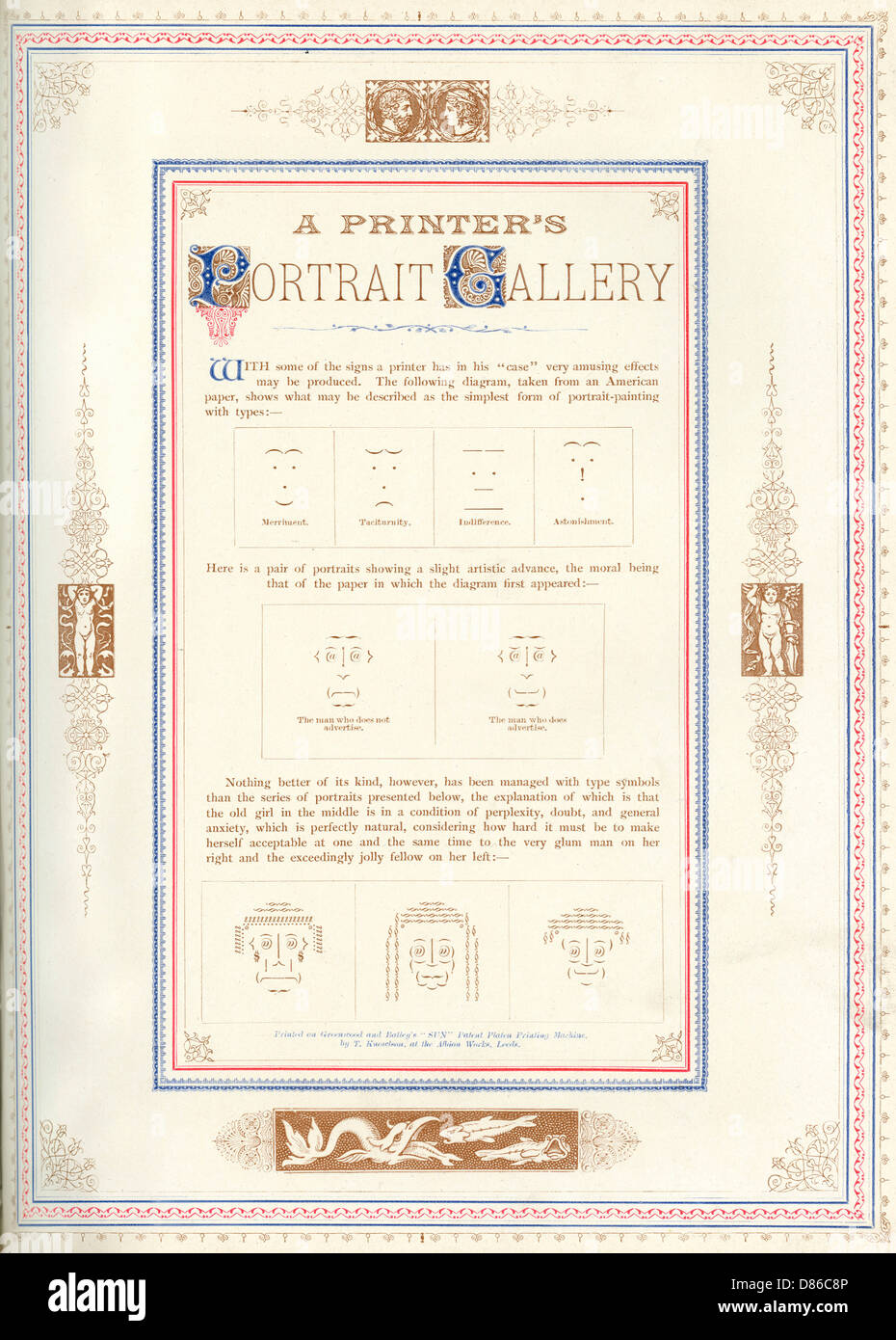 Galerie de portraits d'une imprimante, 1885 Banque D'Images