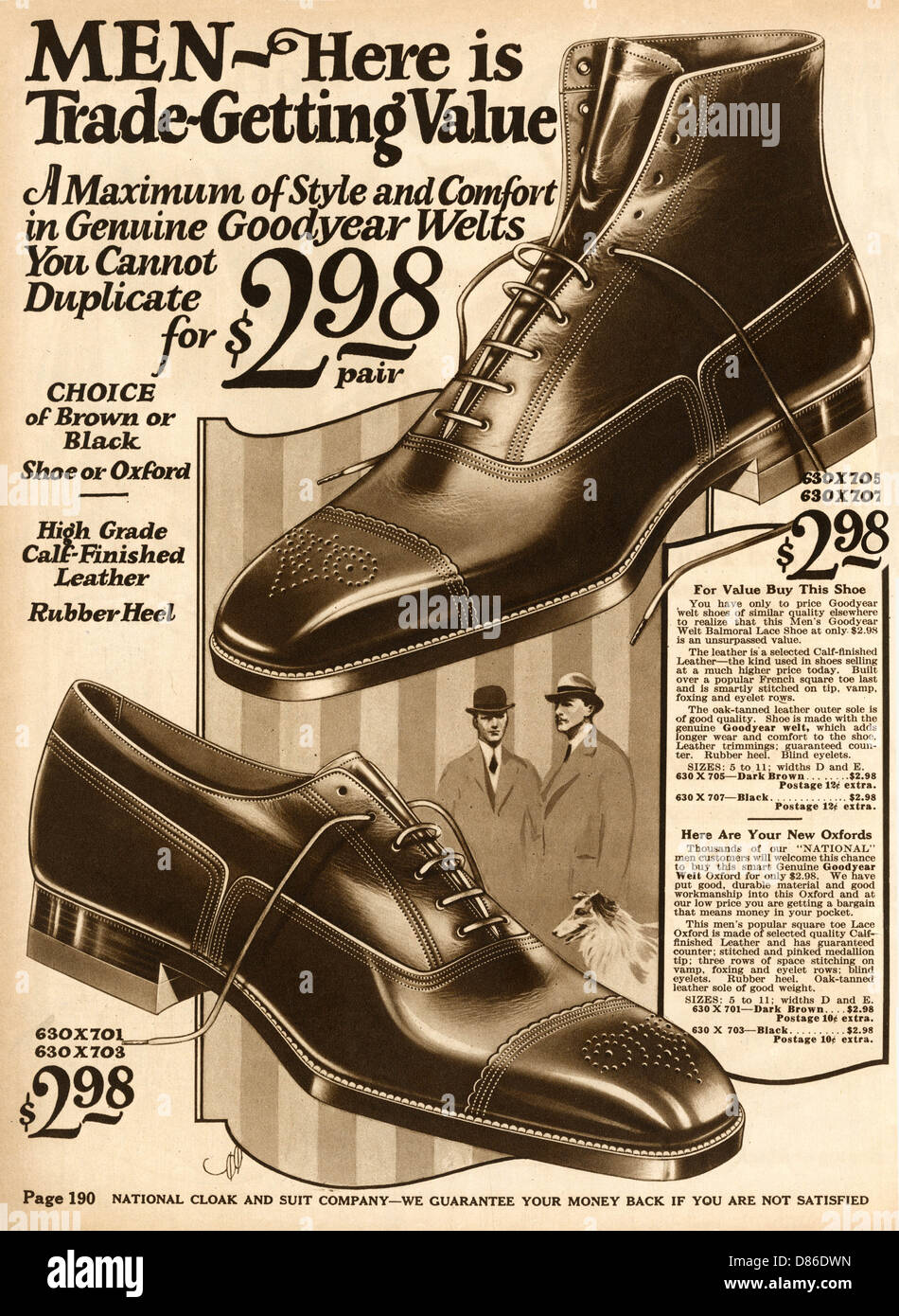 Chaussures pour hommes 1924 Banque D'Images