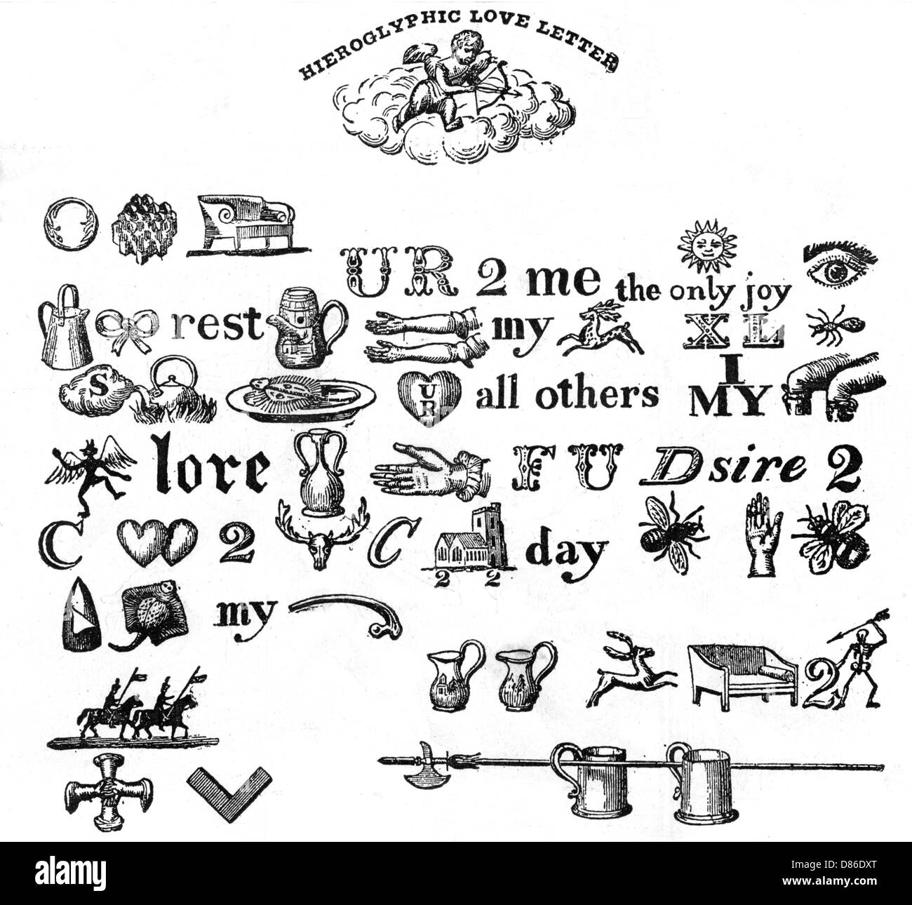 Rebus Hieroglyphique Une Lettre D Amour Photo Stock Alamy