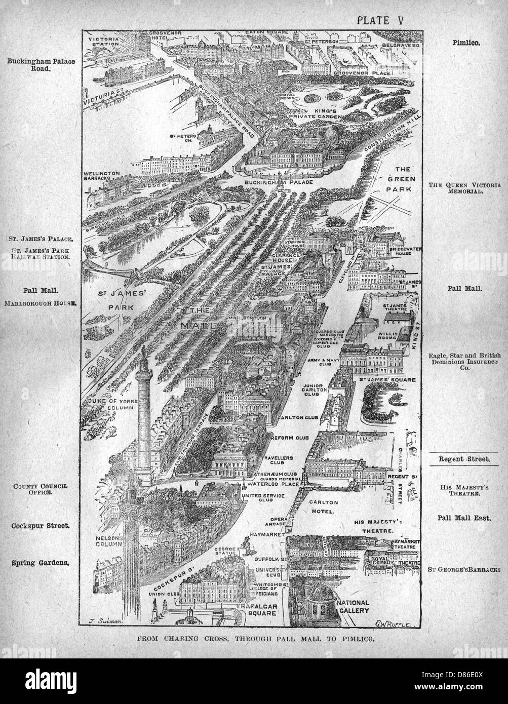 Carte du quartier Pall Mall de Londres Banque D'Images