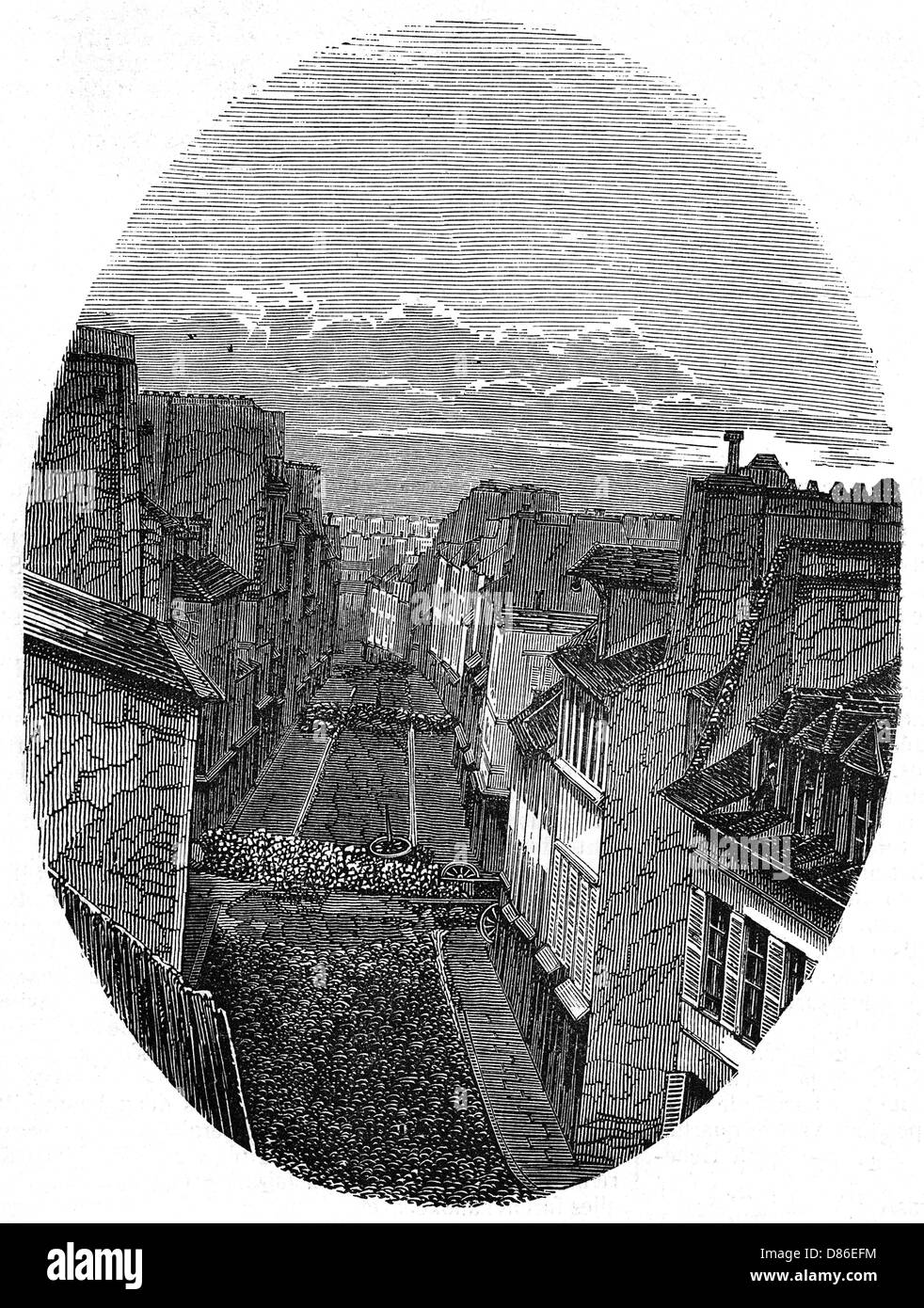 Barricade de Paris St Maur 1848 Banque D'Images