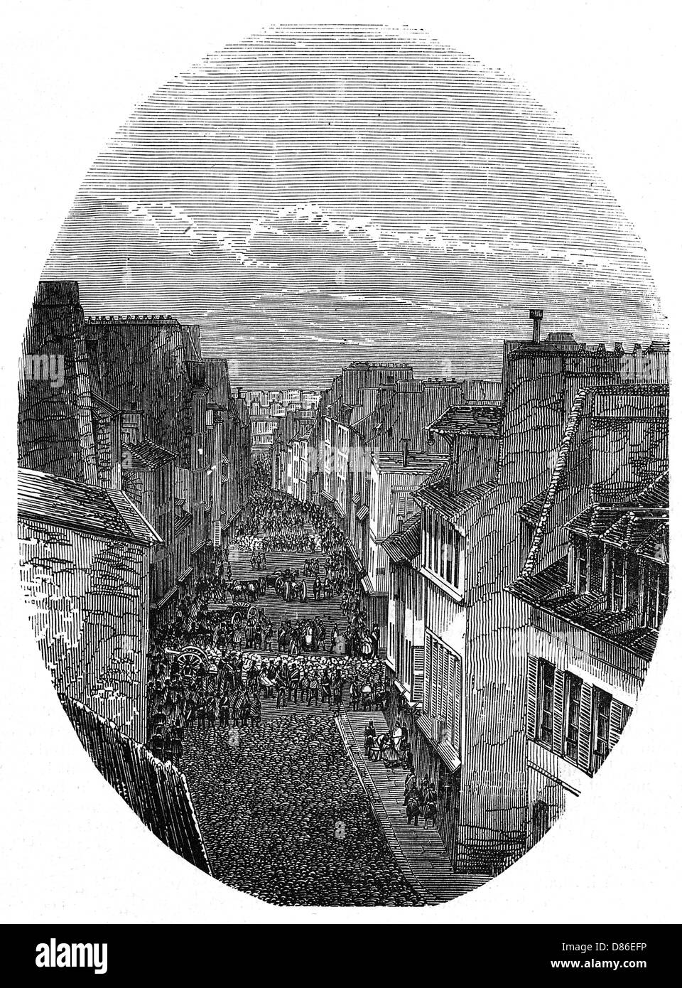Barricade de Paris St Maur 1848 Banque D'Images