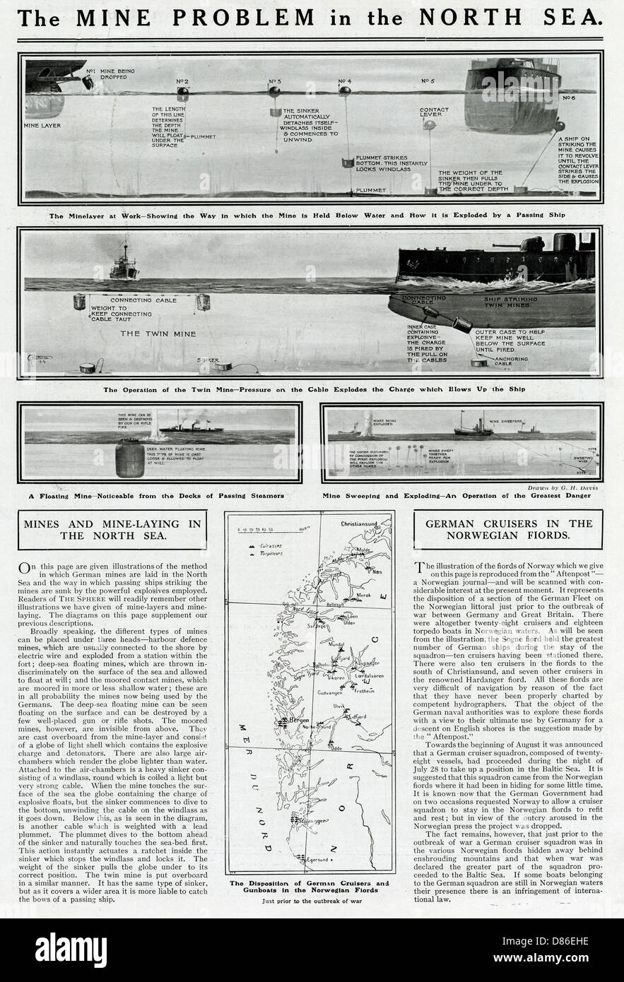 Problème minier en mer du Nord par G. H. Davis Banque D'Images