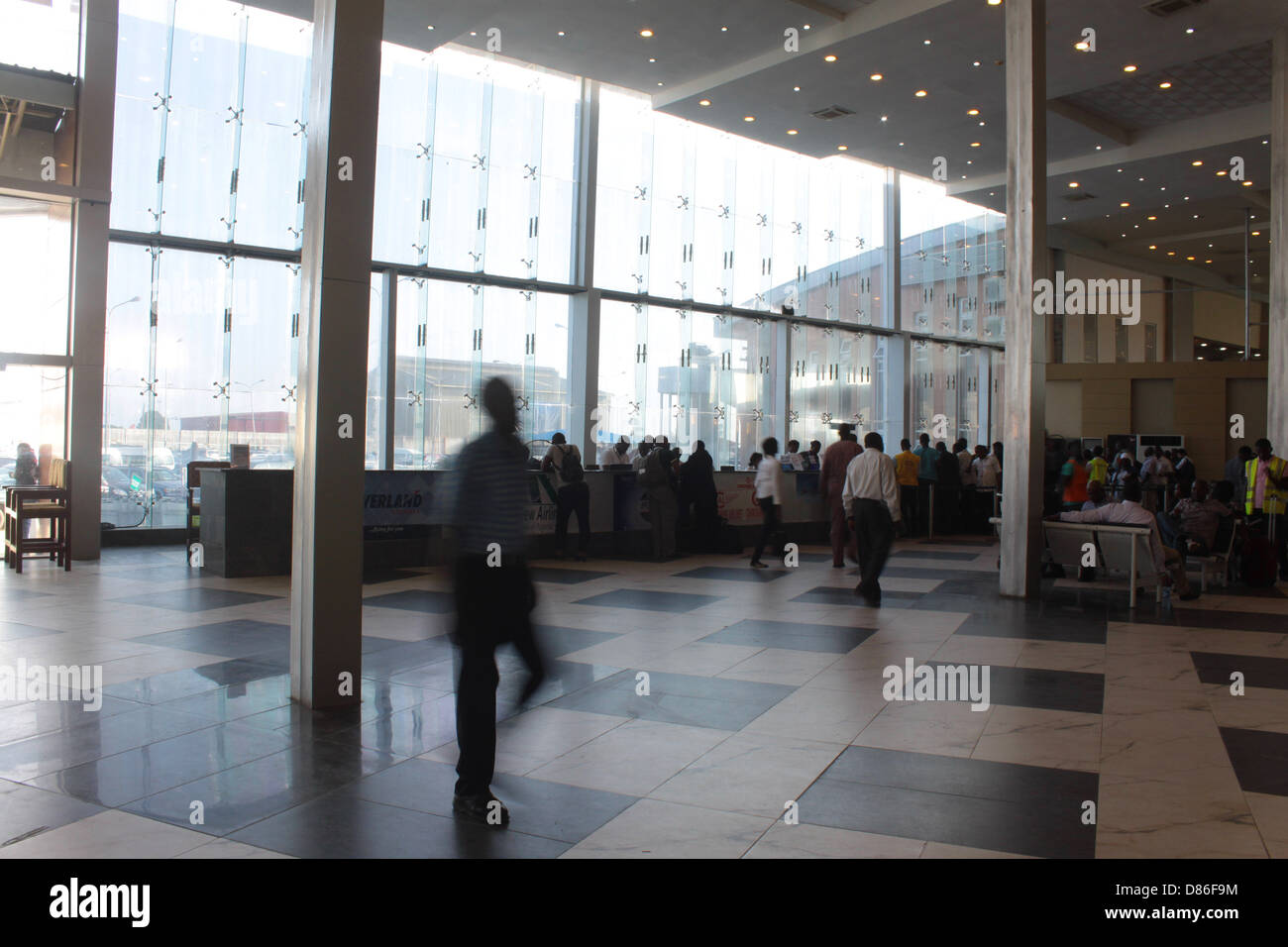 Hall des départs du terminal domestique Murtala Muhammed, Ikeja, Lagos. Banque D'Images