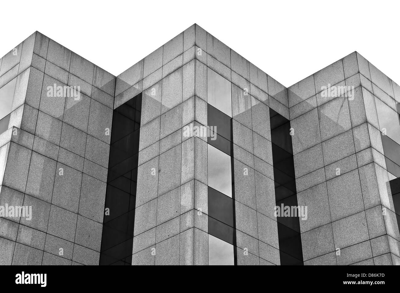 Bâtiment moderne à la façade de verre et de marbre abstract background. Noir et blanc. Banque D'Images