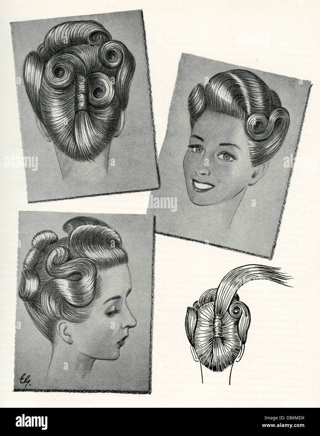 1940s coiffure adaptée aux cheveux très longs Banque D'Images