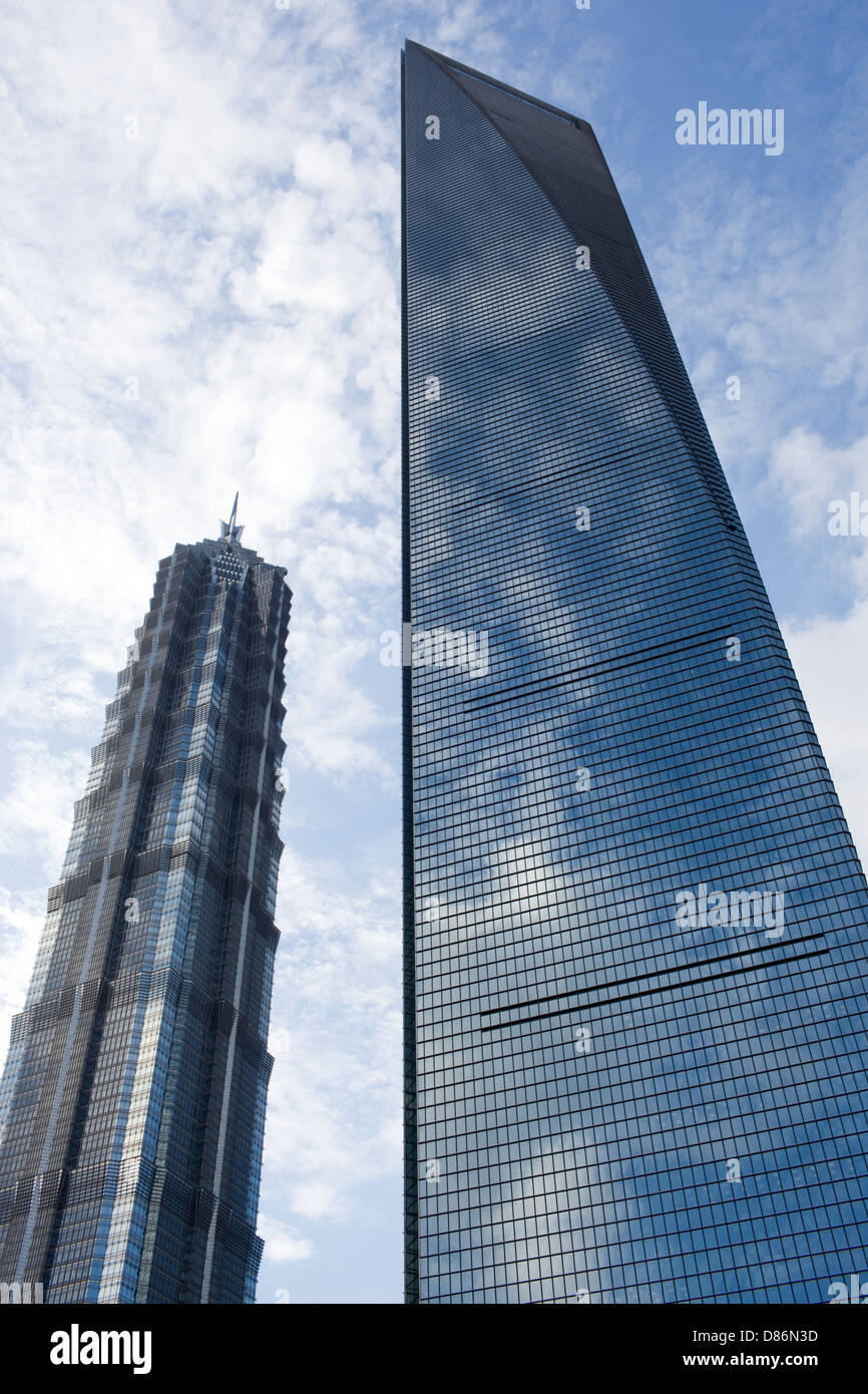 Jin Mao Tower & Shanghai World Financial Center (SWFC), Landmark Building à Shanghai Banque D'Images