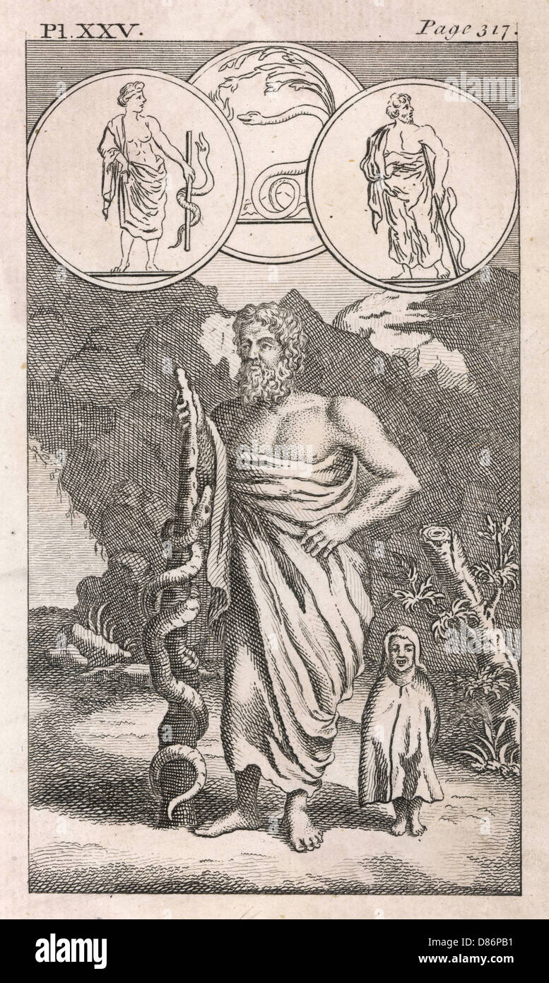 Asklepios/Aesculapius, demi-dieu grec/romain de la médecine. Banque D'Images