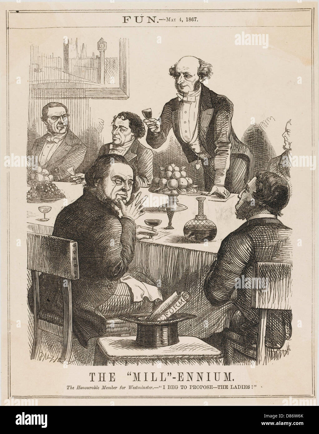 Caricature, The Mill-Ennium (John Stuart Mill) Banque D'Images