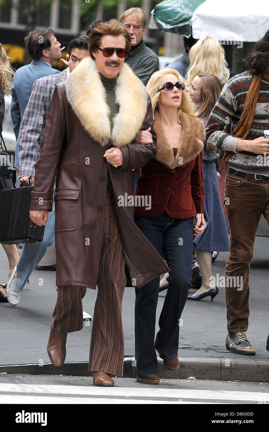 Et Will Ferrell Christina Applegate tournage sur emplacement pour 'Présentateur : la légende continue" le 18 mai 2013 à New York City Banque D'Images