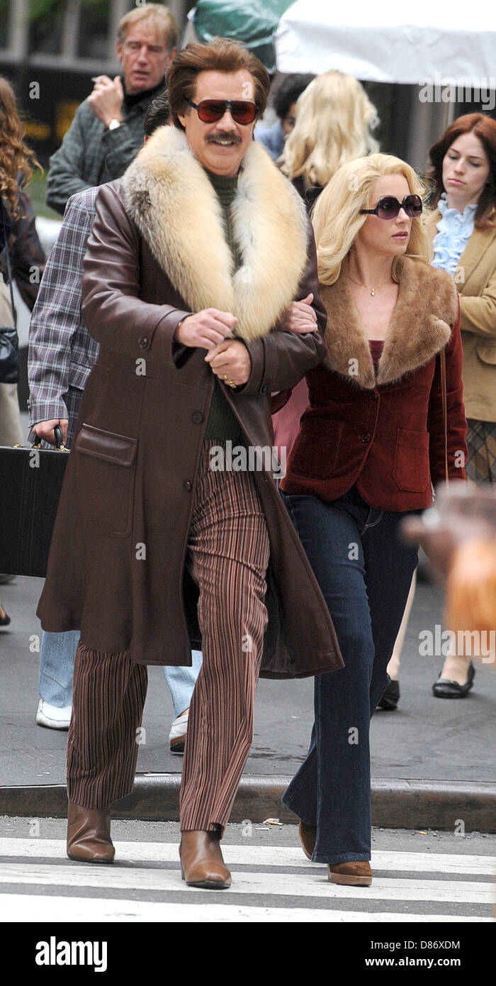 Et Will Ferrell Christina Applegate tournage sur emplacement pour 'Présentateur : la légende continue" le 18 mai 2013 à New York City Banque D'Images