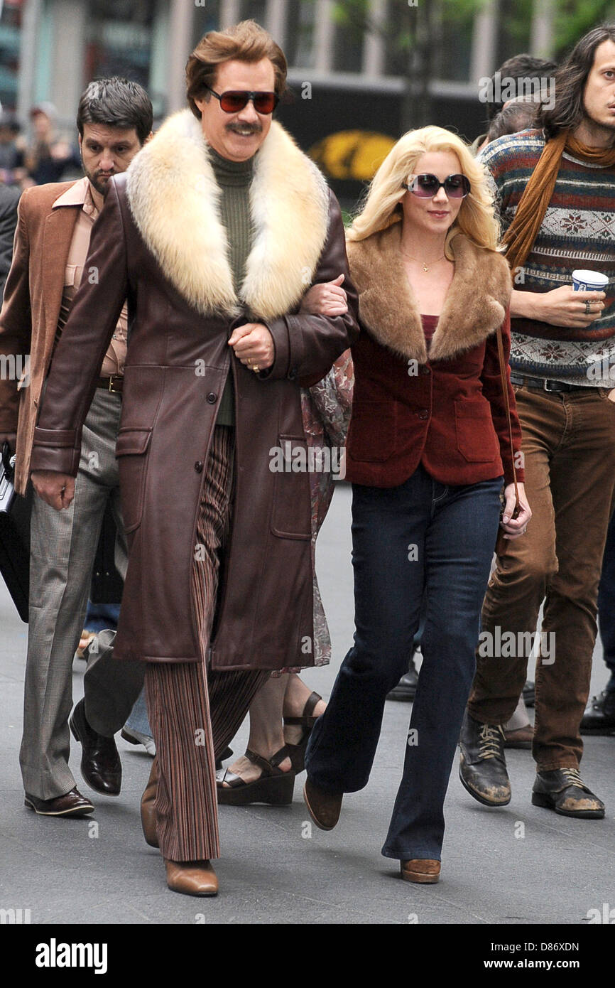 Et Will Ferrell Christina Applegate tournage sur emplacement pour 'Présentateur : la légende continue" le 18 mai 2013 à New York City Banque D'Images