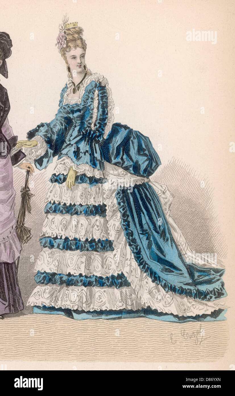 Robe bleue - blanche 1875 Photo Stock - Alamy