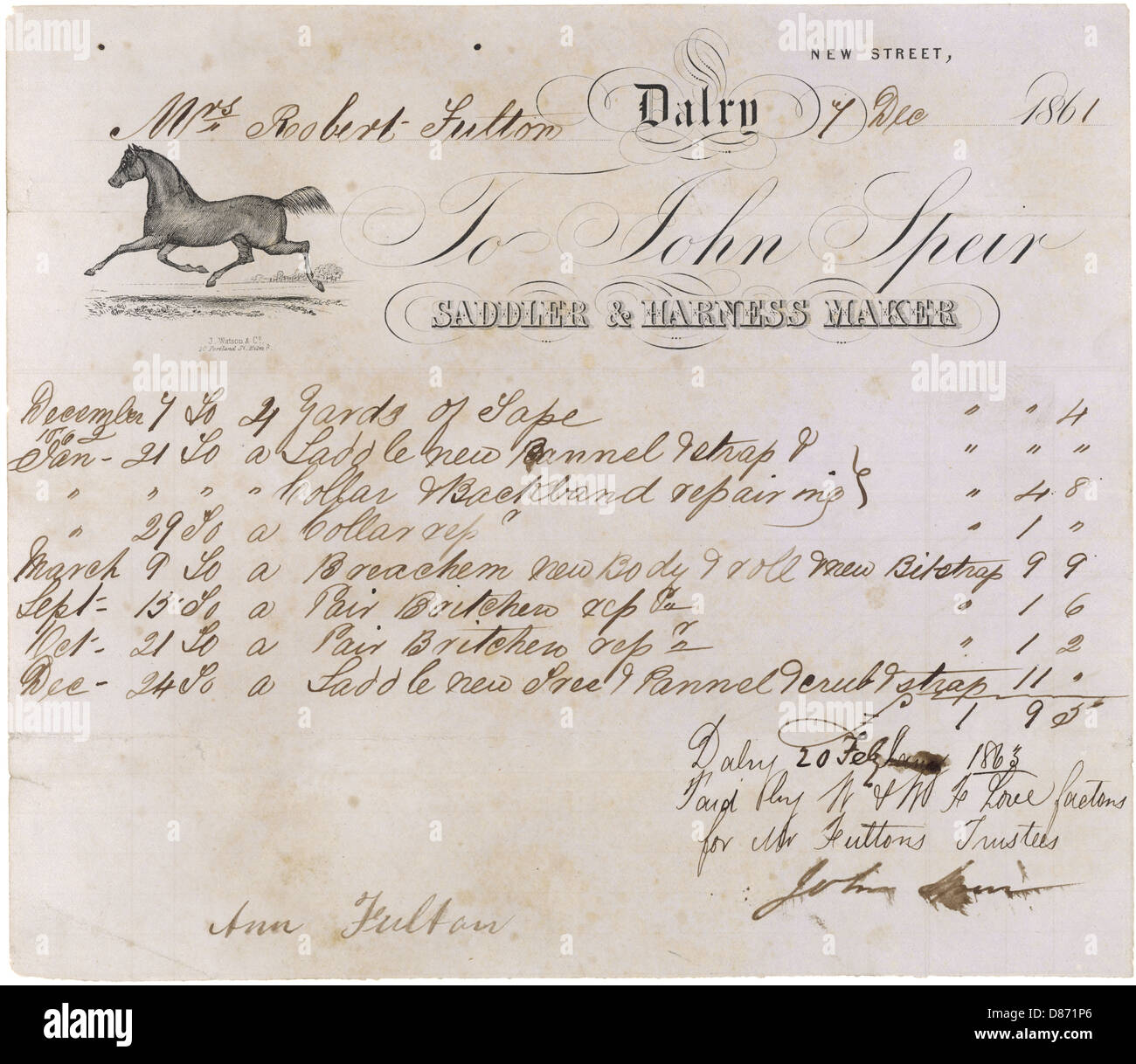 PROJET DE LOI DE SADDLER/1861 Banque D'Images