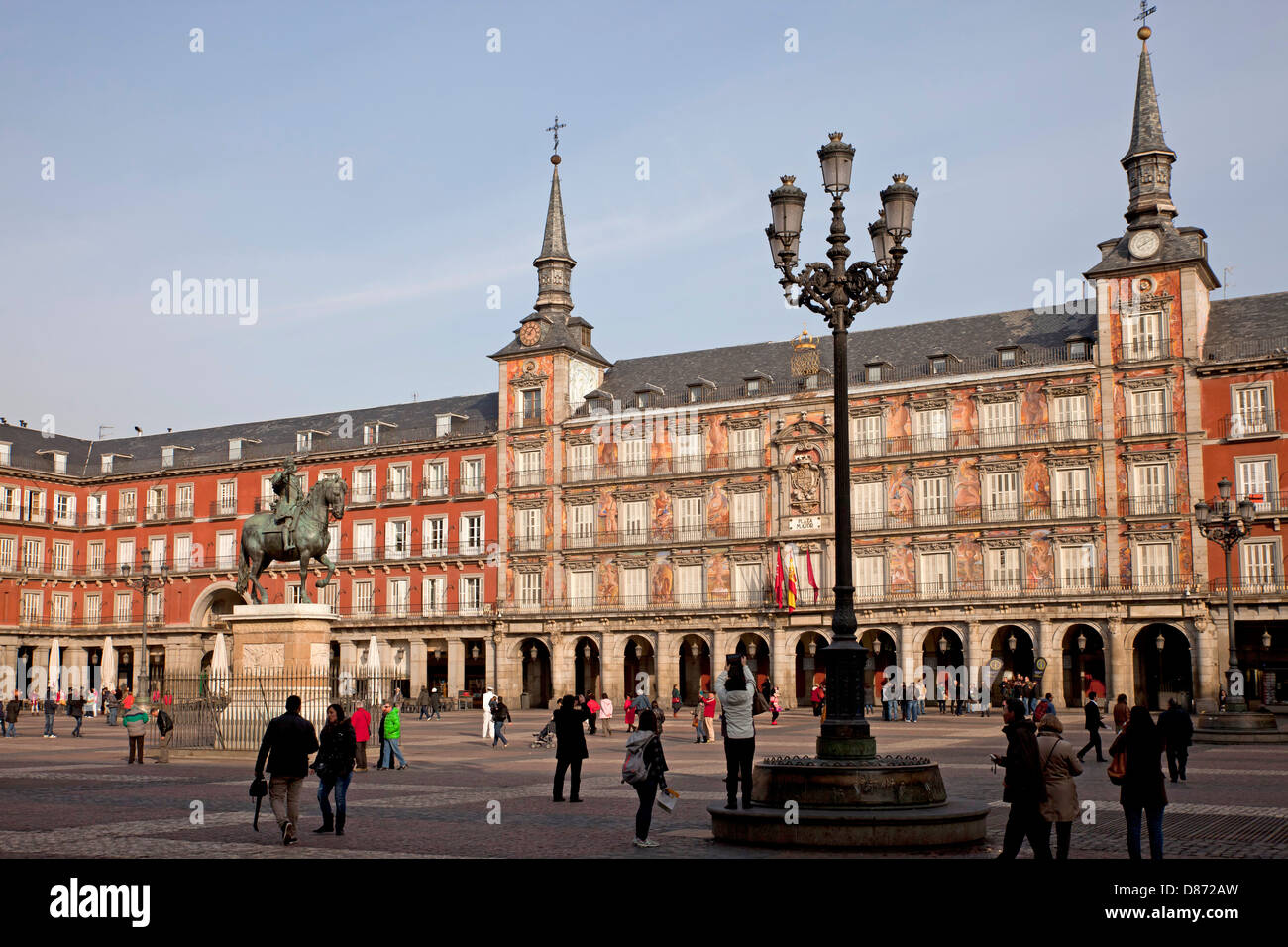 La place centrale Plaza Mayor, Madrid, Spain, Europe Banque D'Images