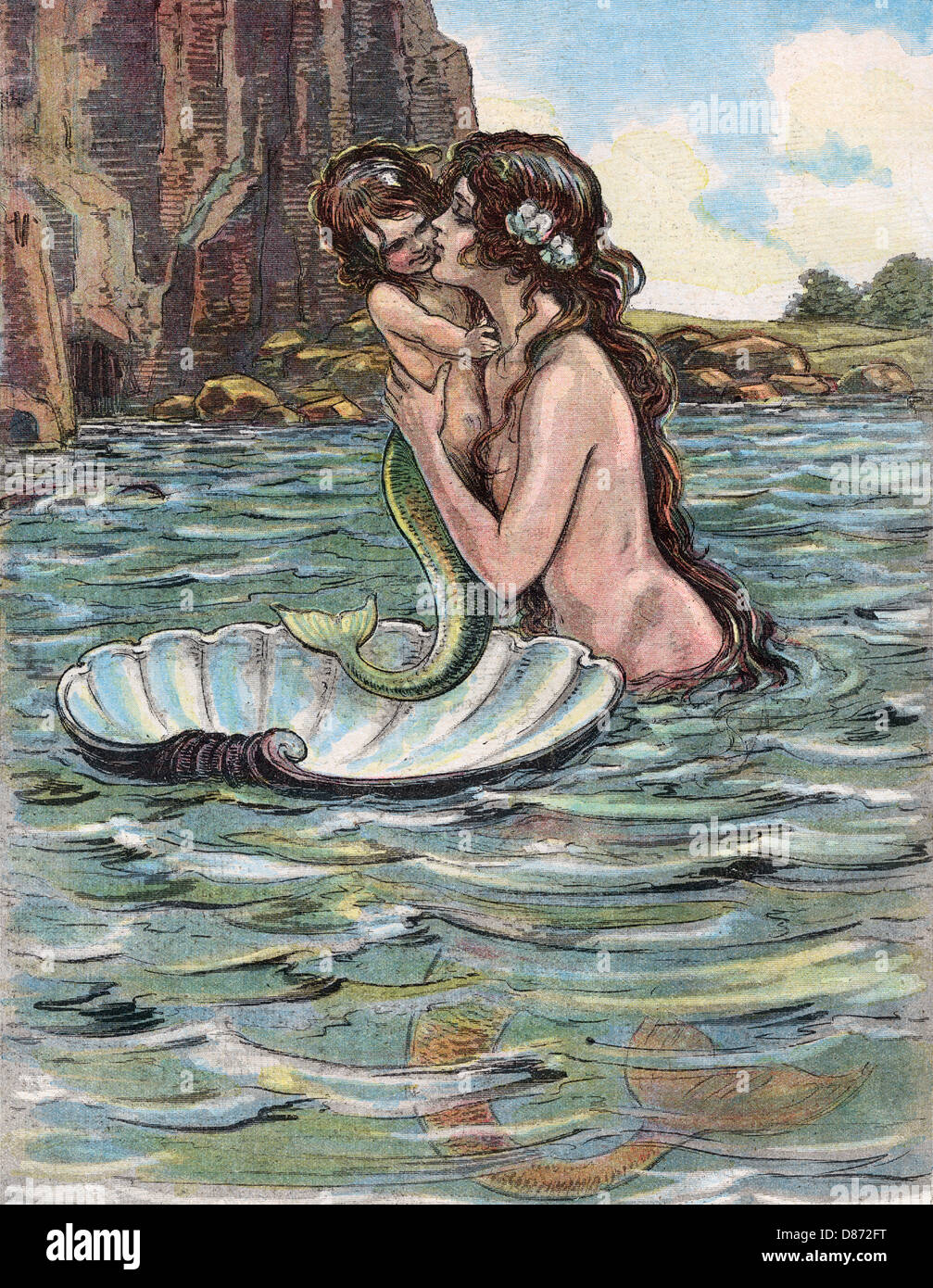 Sirène et enfant Banque D'Images