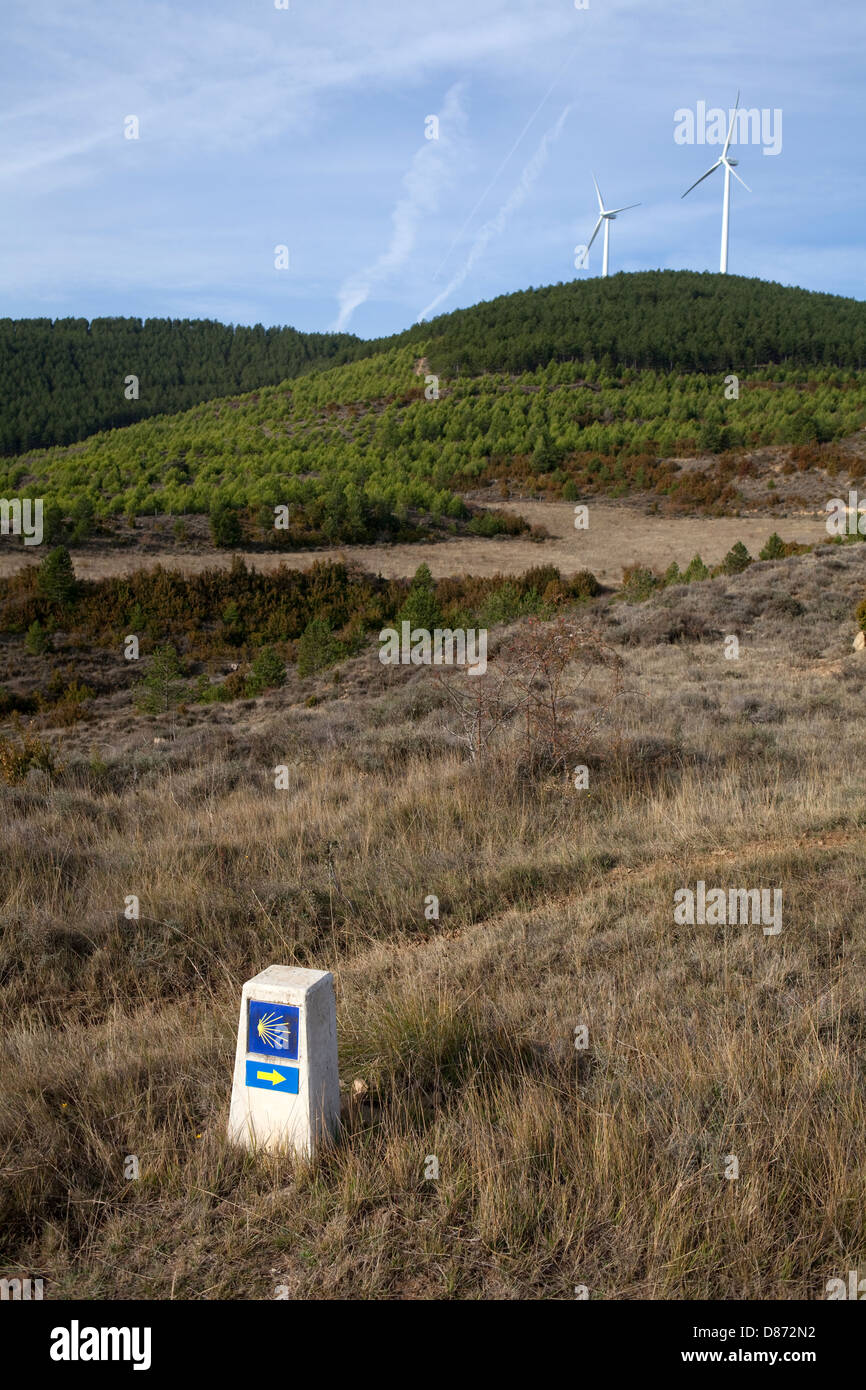 Cairn indicatif dans le chemin de Saint-Jacques Banque D'Images