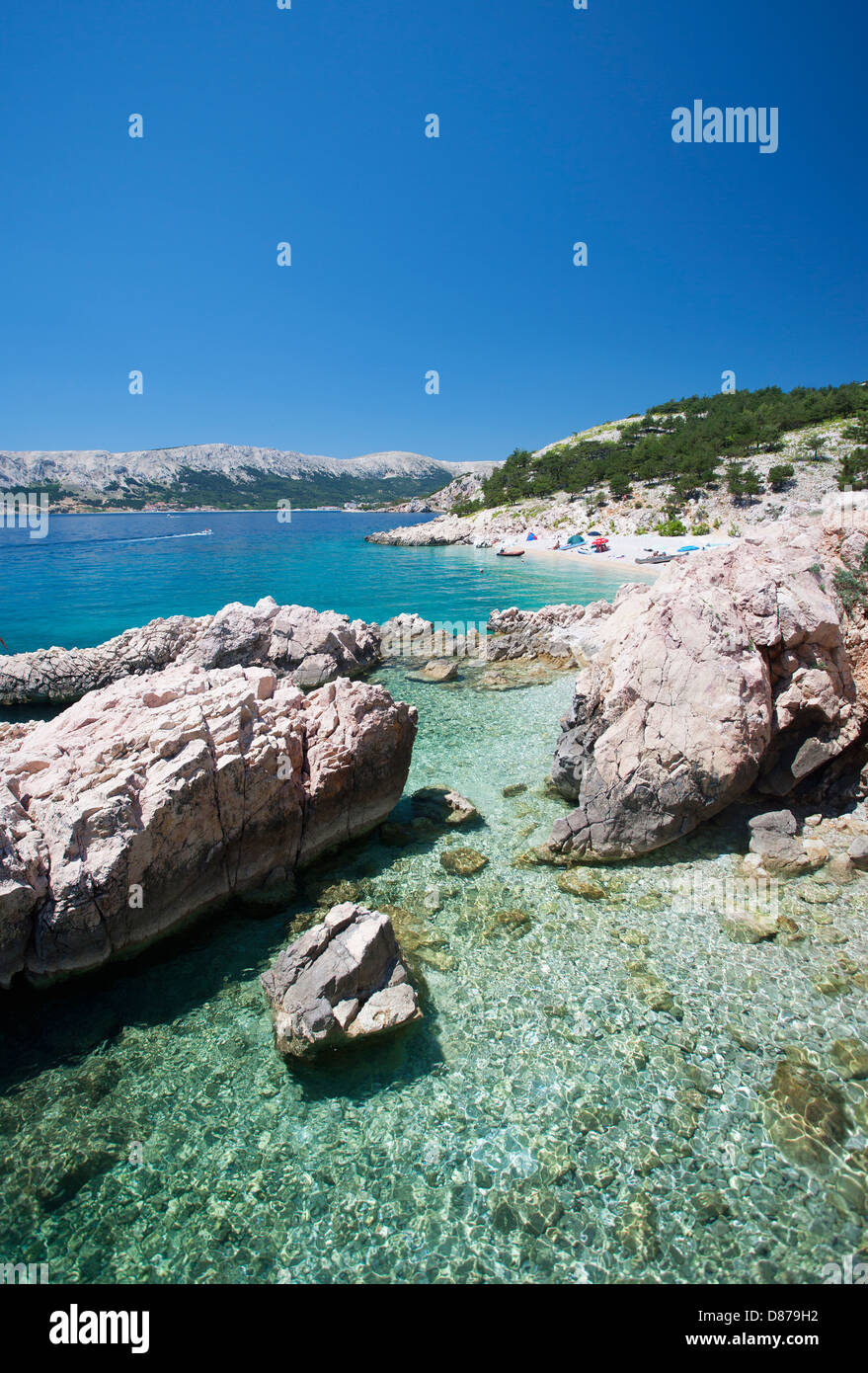 La Croatie, vue sur plage de Baska Banque D'Images