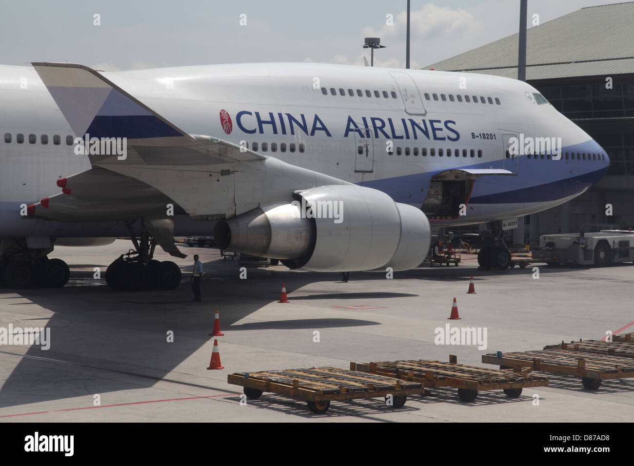 China Airlines à l'aéroport de Changi Singapour 747 Jumbo Banque D'Images