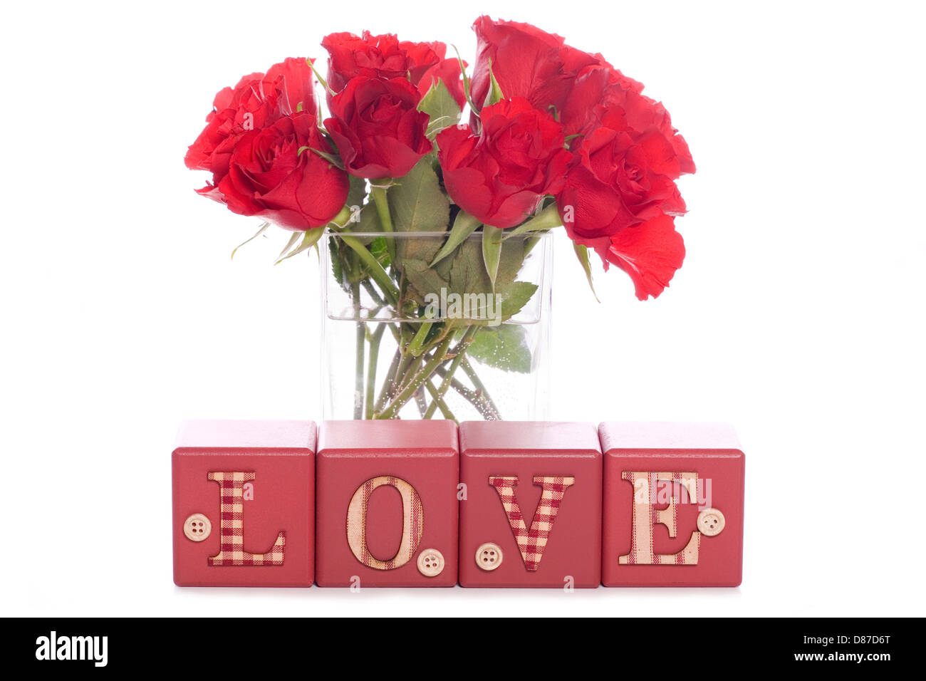 Roses rouges amour découpe studio Banque D'Images