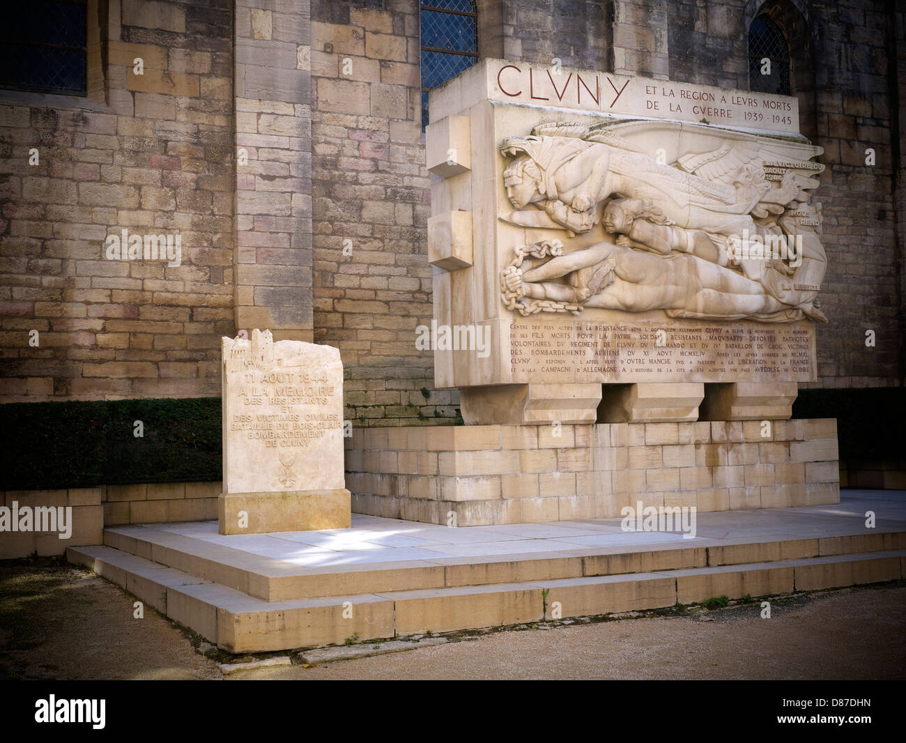 Monument aux morts français dans la seconde guerre mondiale, les victimes, la résistance des soldats dans la région de Cluny, Saône et Loire Banque D'Images