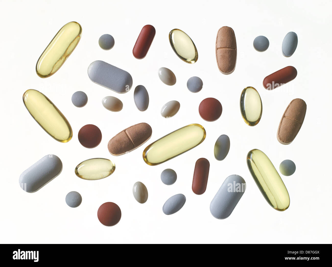 Pilules et comprimés de vitamines médecine Banque D'Images