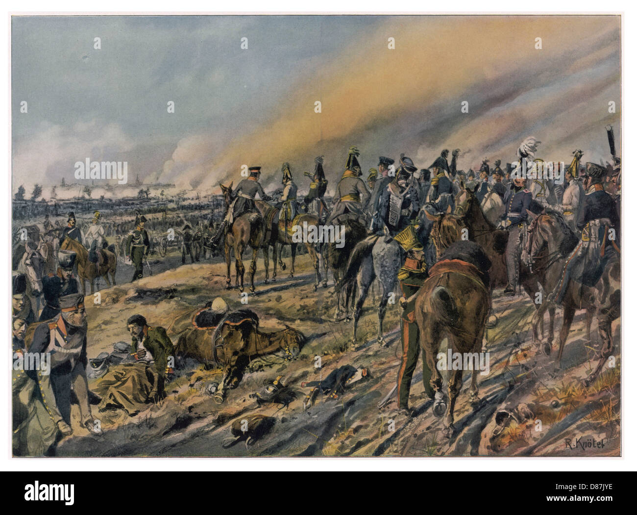 Gravure Originale – Bataille De Leipzig – 1865 – Thème Guerre Et Histoire – XIXe