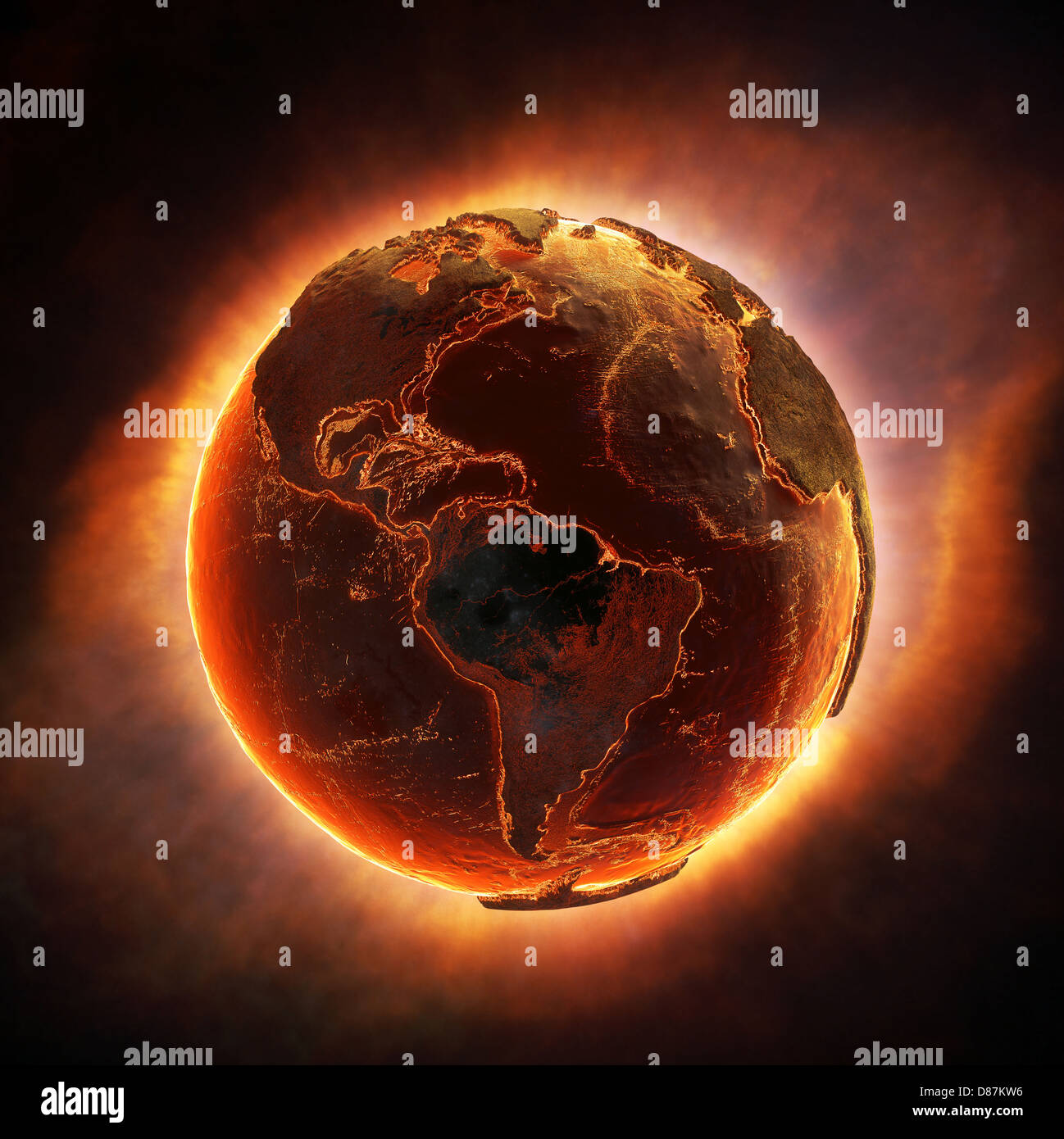 La combustion de la terre après un désastre mondial (éléments de cette image 3D reconstruite fourni par la NASA) Banque D'Images