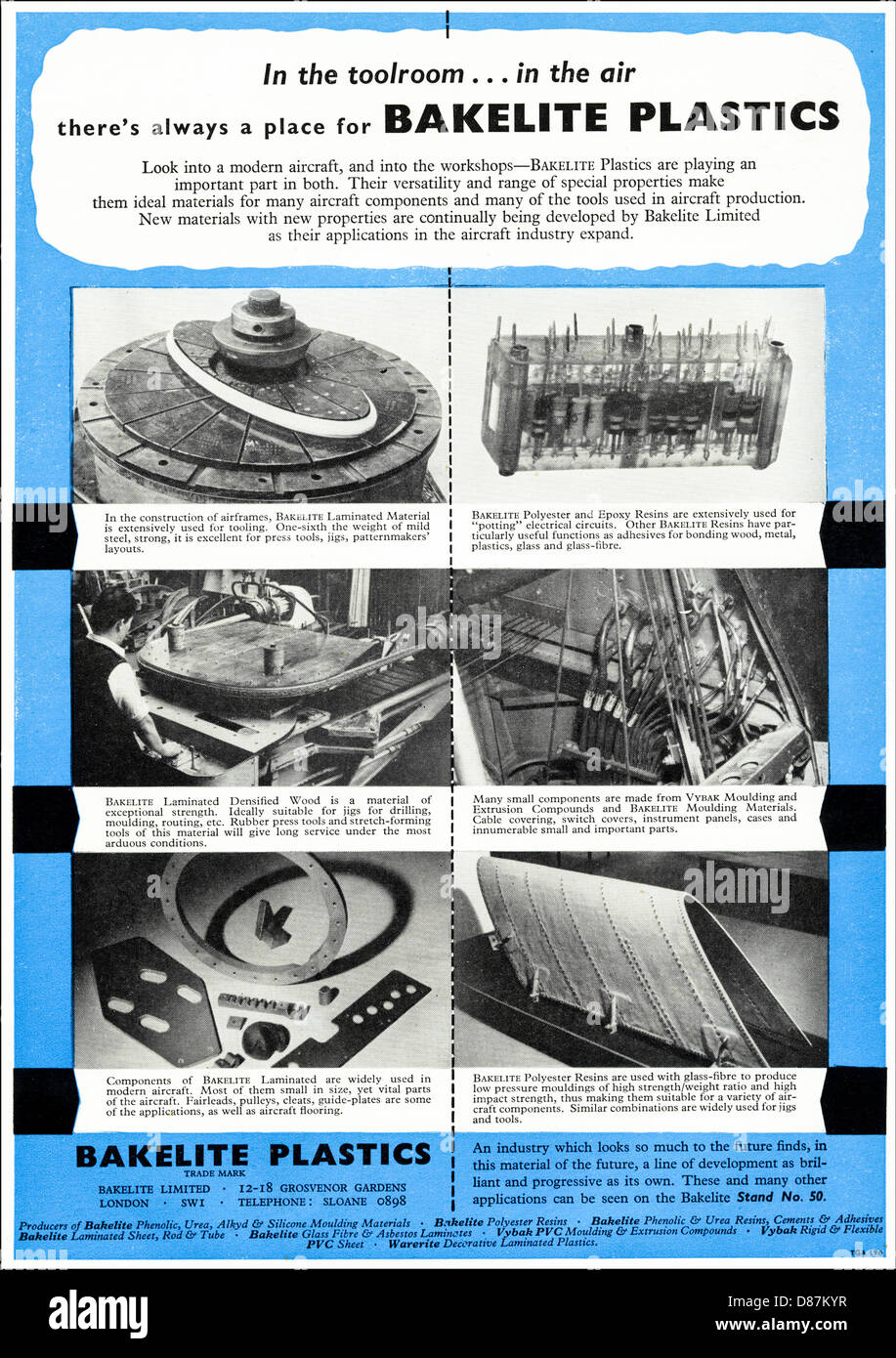 Annonce pour la bakélite des matières plastiques pour l'industrie de  l'aéronautique annonce dans le magazine Commerce vers 1955 Photo Stock -  Alamy