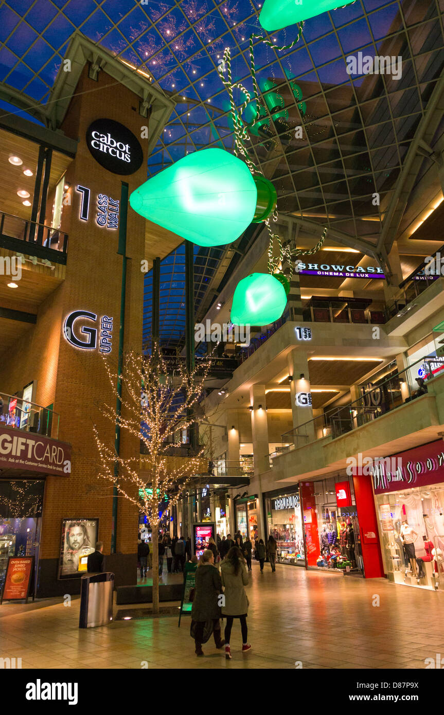 Centre commercial Cabot Circus, Bristol, UK - à Noël Banque D'Images