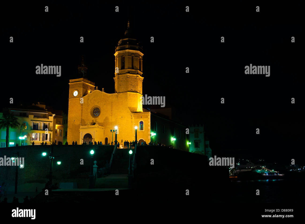 Église paroissiale de Sant Bartomeu y Santa Tecla (S. XVII), Sitges, Catalogne, Espagne Banque D'Images