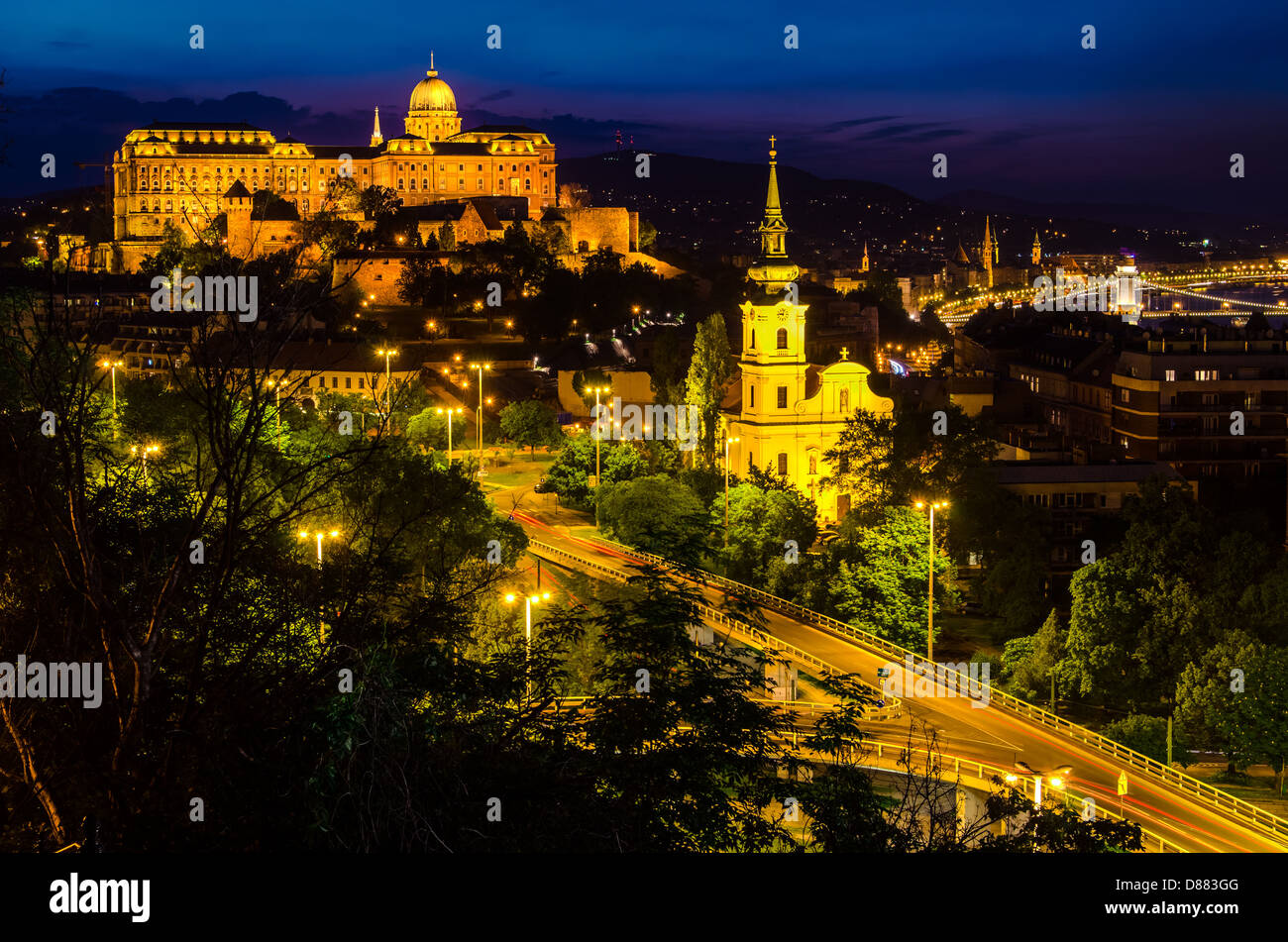 Le Château de Buda à Budapest en Hongrie, en vue de la colline Gellert Banque D'Images